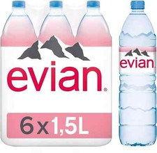 Evian Water Bottle Still Natural Drinking Mineral Water Pack of 6  1.5L Bottle