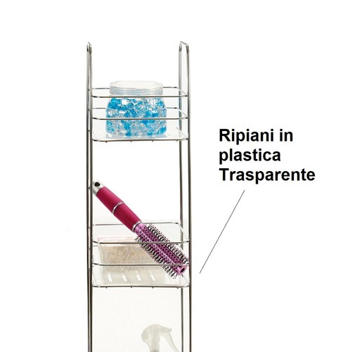 Scaffale da Bagno Porta Tutto in Acciaio 16x16 H 63cm Porta Accessori Doccia Vas - Foto 3 di 3