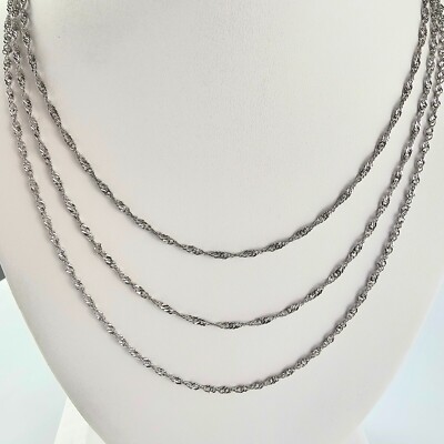 Solid 925 Sterling Silver Italy Singapore Twisted Serpentine 1.5mm 16'', 18'', 20''