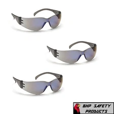 PYRAMEX INTRUDER SAFETY GLASSES BLUE MIRROR LENS SUNGLASSES S4175S (3 PAIR)