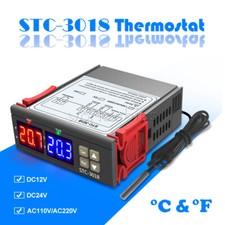 STC-3018 12V 24V 110V-220V Digital Dual Temperature Controller Thermostat Sensor