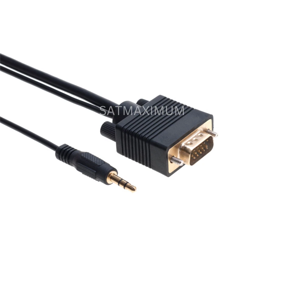 6FT SVGA Super VGA 3.5mm Aux Cable Audio Video Male to Male Monitor 15 Pin - Image 4 of 4