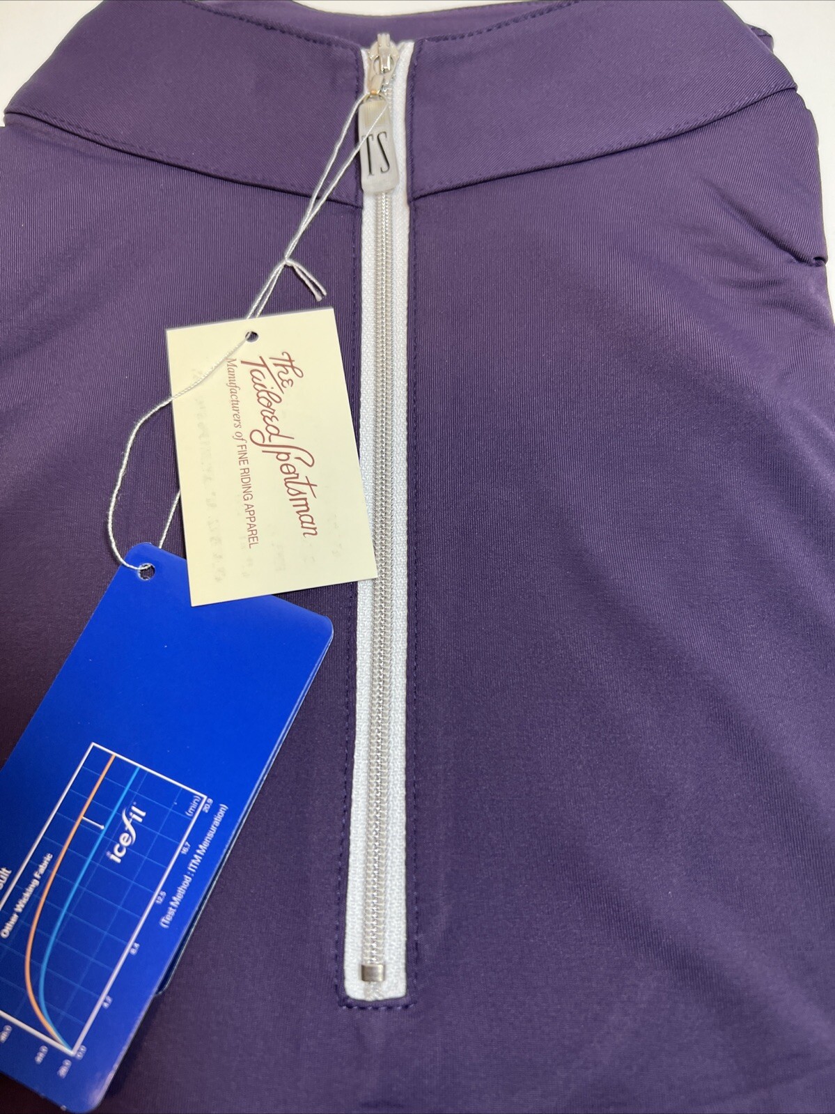 The Tailored Sportsman Icefil Short Sleeve Gothic/ Silver Riding Shirt medium