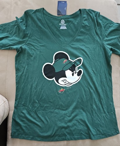 DISNEY Fanatics NHL Florida PANTHERS Mickey Mouse Black V Neck T Shirt Women 3XL - 第 1/8 張圖片