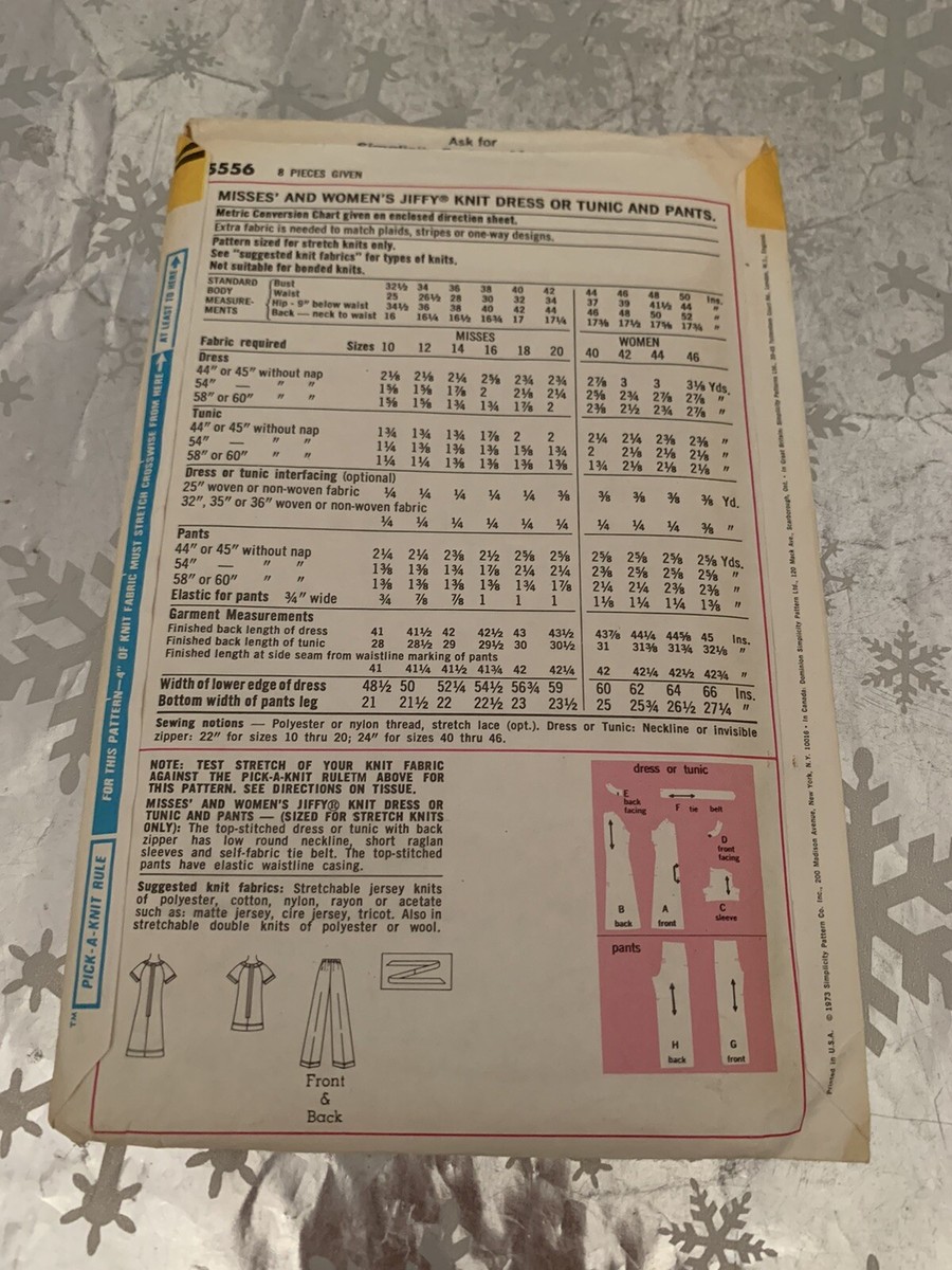 ❤️Vintage Simplicity Sewing Pattern 5556 Size 14 70s Pants Dress