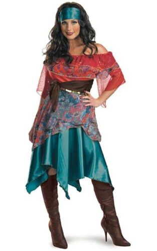 BOHEMIAN BABE GYPSY HIPPIE ADULT WOMENS FANCY DRESS HALLOWEEN HIPPY COSTUME - Picture 1 of 2