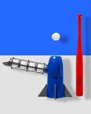 Kids Pitching Machine POP ROCKET Baseball Trainer 5 Plastic Balls Bat