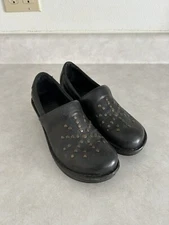 Born Black Leather Comfort Clogs With Studded Detail
