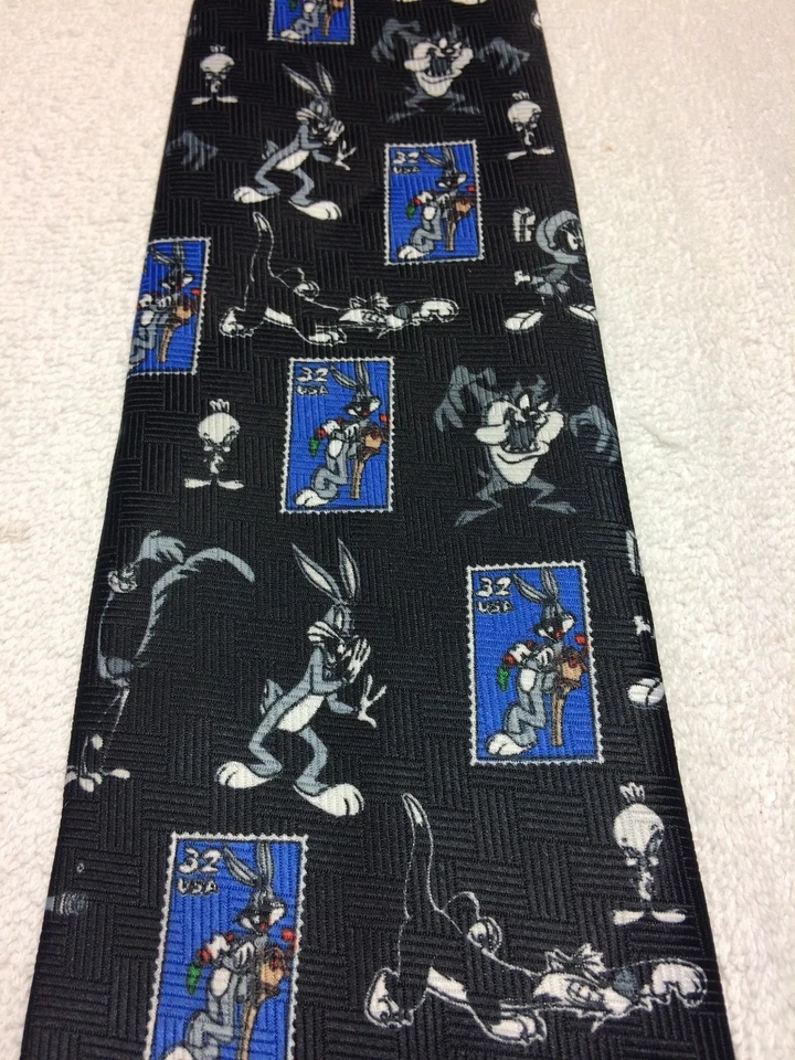 LOONEY TUNES HOMBRE CORBATA TBUGS CONEJITO EN BLANCO Y NEGRO 4 X 57 Foto 3 de 4