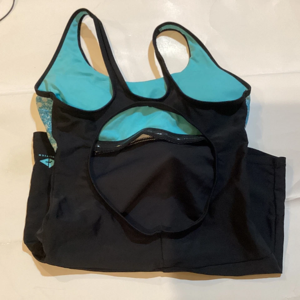 Traje de baño Athlitech para mujer talla 8 azul negro sujetador acolchado espalda abierta Foto 4 de 4