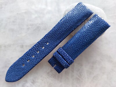20mm/18mm Blue Stingray Print Leather Padded Watch Strap Band