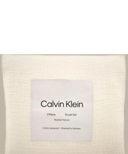 Calvin Klein Washed Texture King Duvet Cover  Shams Set, White