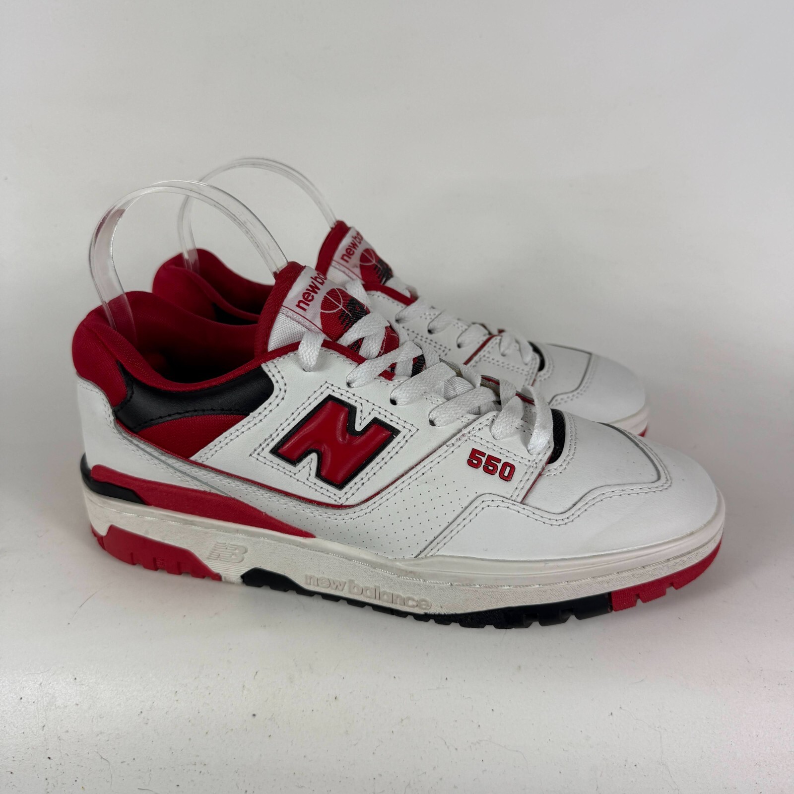 New Balance 550 Sneakers Mens 9 White Red Leather Low Top Athletic Running Shoes thumbnail 2