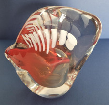 Vintage Large Karlin Rushbrooke Art Glass Hand Blown Paperweight Signed
