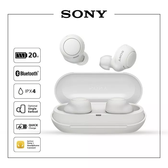 NEW, Sony WF-C500 (White), Truly Wireless Bluetooth Earbuds Headphones, US