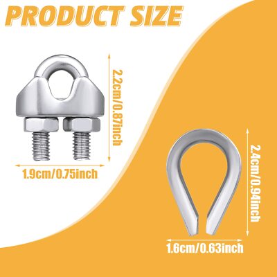 TooTaci 200 Pcs 1/16-inch Aluminum Wire Rope Sleeves Clips Aluminium - View #10