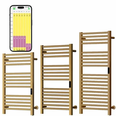 SOLAIRE HEATING PRODUCTS SolAire Stainless Steel Dry Wifi Electric Heated Towel Rail + Timer, Brass
