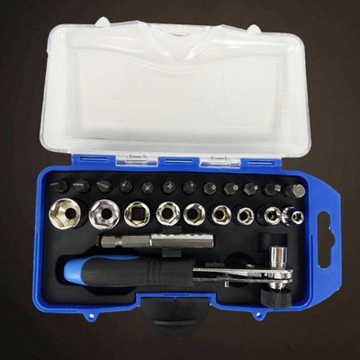  23 Pcs Ratchet Screw Driver Set Kit Mini Bit Spanner Wrench Tool