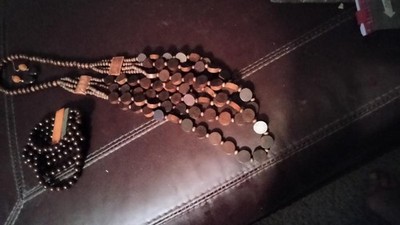Natural wood beads Bohemian multi-layer would beads and black cup bracelet and y