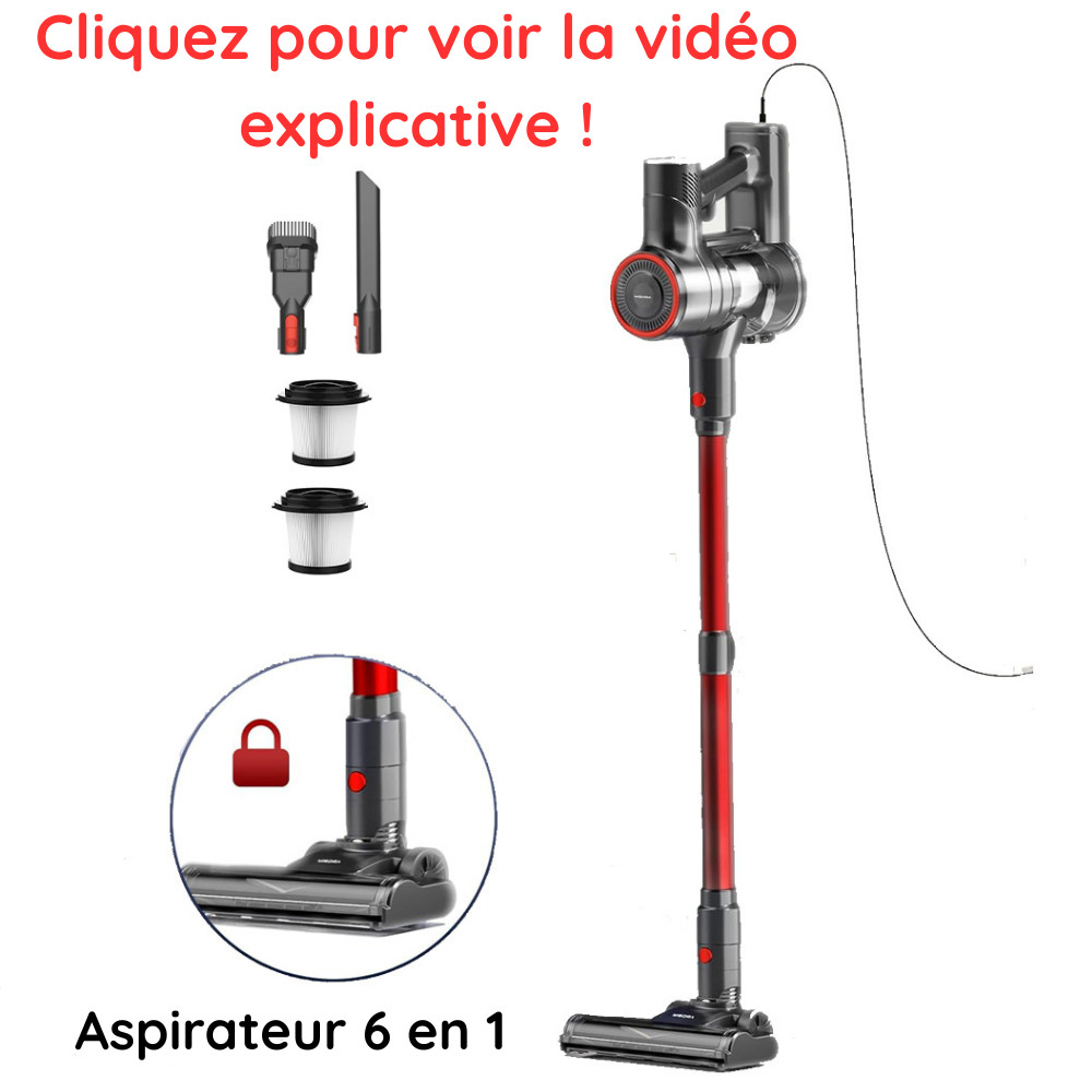 Aspirateur balai YISORA 23Kpa pour éliminer la poussière et poils d'animaux