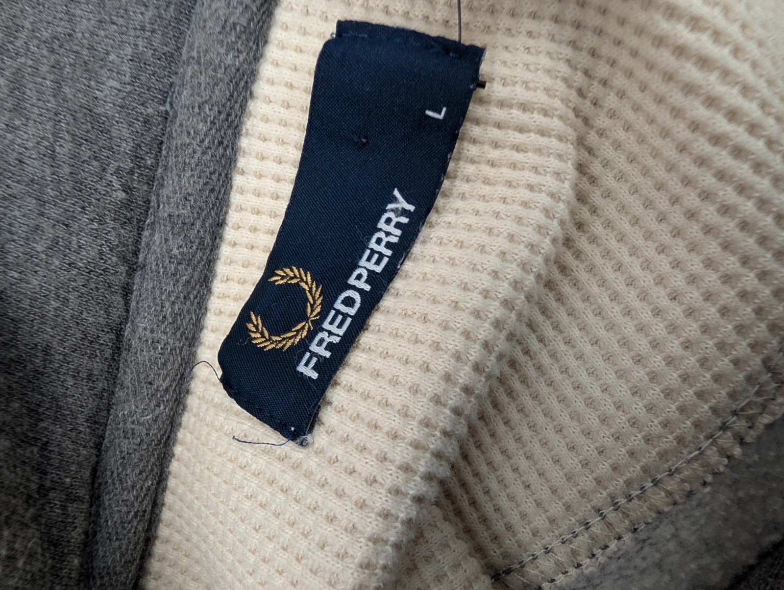 Fred Perry Waffle-Lined Toggle Hoodie Grey Marl. Mens Large. DN3399 image 7