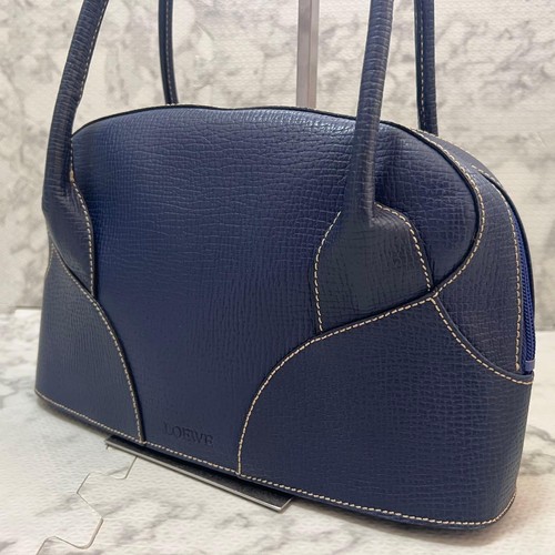 Loewe Handbag Leather Logo Blue