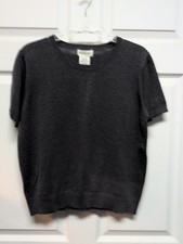 Vtg NWT White Stag Womens Sweater Top Size L  Gray Short Sleeve