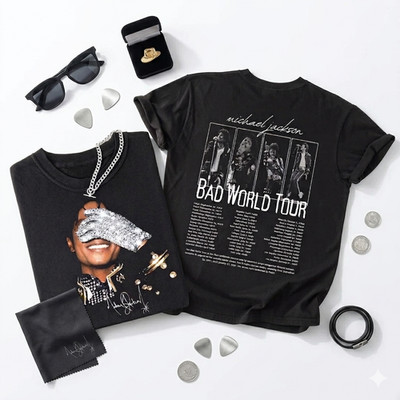 Michael Jackson Bad World Tour 1987 T-Shirt, King Of Pop Unisex Fan Gift