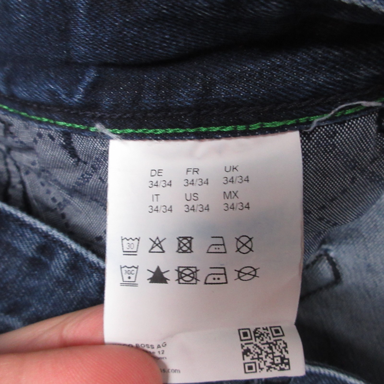 Hugo Boss Jeans Mens 34x34 Blue Green Slim Stretch Faded Flex Denim Pants thumbnail 8