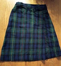 Lands' End Girls Size 10 School Uniform Skirt Classic Blue Plaid Adjustable