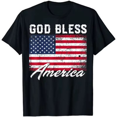 America 250th God Bless America T-Shirt 4th of July Flag Patriotic Men Women