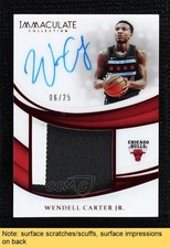 2018-19 Panini Immaculate Premium Red 6/25 Wendell Carter Jr Patch Auto READ pg9