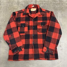1950s Vintage Melton Buffalo Plaid Wool Button Up Hunting Heavyweight Shirt