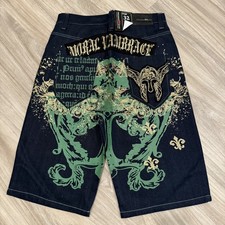 Vintage Y2K Premium Raw Blue Jean Shorts Mens 32 Loose Baggy Fit Grunge Emo