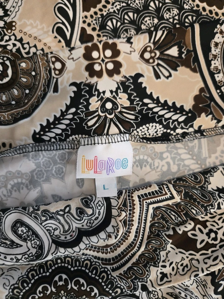 Maxi Falda Mujer LuLaRoe Grande Marrón Crema Estampado Paisley Foto 3 de 3
