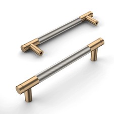 10 Pack Champagne Bronze And Brushed Nickel Knurled Cabinet Pulls 5 Inch Hole Ce