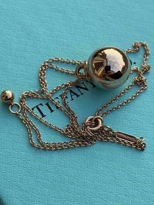 Tiffany & Co 18K Rose Gold HardWear 12mm Ball Pendant Necklace 8 Grams Adj Chain