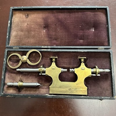 French Jacot tool Tour a Pivoter 3 pc watchmakers lathe tool case 19th c. Watch