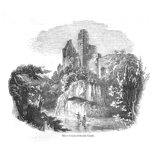 ROSLIN CASTLE - Antique Print 1845