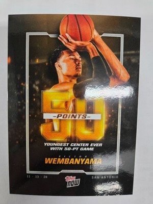 24/25 Topps Now Victor Wembanyama Youngest Center Ever With 50 Point Game Card#7