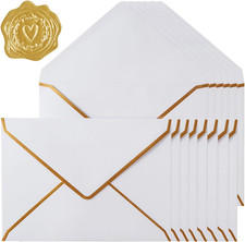 30 Pack 4X6 Envelopes Thick Paper White, 6.25X4.25 Inches Gold Border, A4 Gree