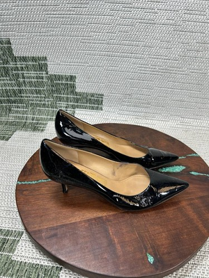 #ad #ad Salvatore Ferragamo Heels Womens Size 7.5 B Pump Black Patent Pointed Toe Kitten $54.99