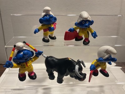 Schlumpf Figur Spanien 80er Jahre 5 x PVC Stierkampf komplett Stier Torero gelb