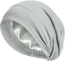 100 Mulberry Silk Lined Bonnet for Sleeping Women Men - Anti-Frizz Curly Hair W