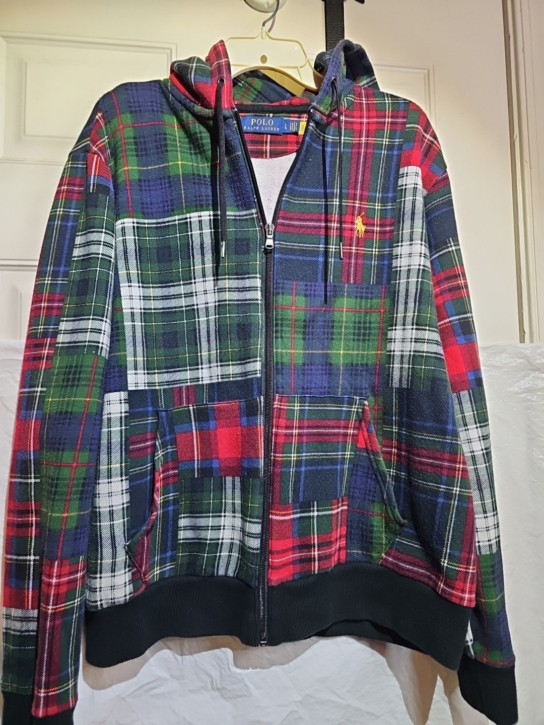 Ralph Lauren Patchwork Plaid Full Zip Hoodie Mens… - image 4