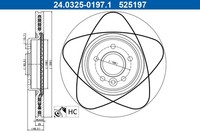 2X ATE Bremsscheibe Powerdisc 24.0325-0197.1 FüR Volvo Ford Focus V50 C70 526 2