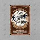 Vintage Breunigs Lager Beer Metal Sign Rice Lake Brewing Co. #174337