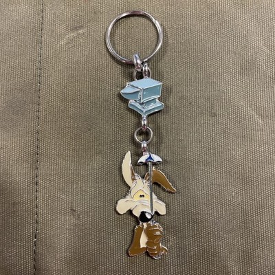 1990s Vintage Wile E. Cayote Warner Bros Looney Tunes Keychain Metal Anvil