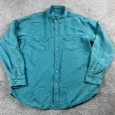 Ryan Michael Shirt Mens Large Blue Silk Blend Sawtooth Rockabilly Yoke Western