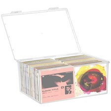 Stackable Clear Plastic CD Organizer,11.9"x 8.5"CD Storage Box, Clear CD Hold...